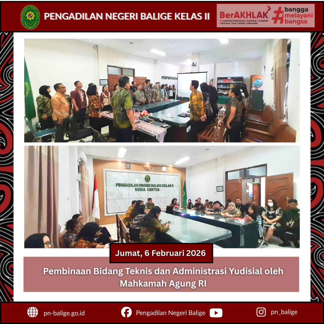 PEMBINAAN TEKNIS DAN ADMINISTRASI YUDISIAL OLEH PIMPINAN MAHKAMAH AGUNG RI SECARA DARING
